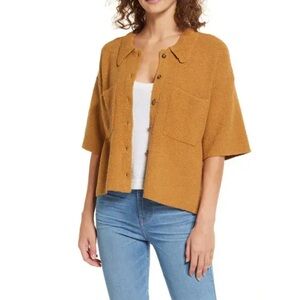 Madewell Toffee Button-Up Polo Sweater